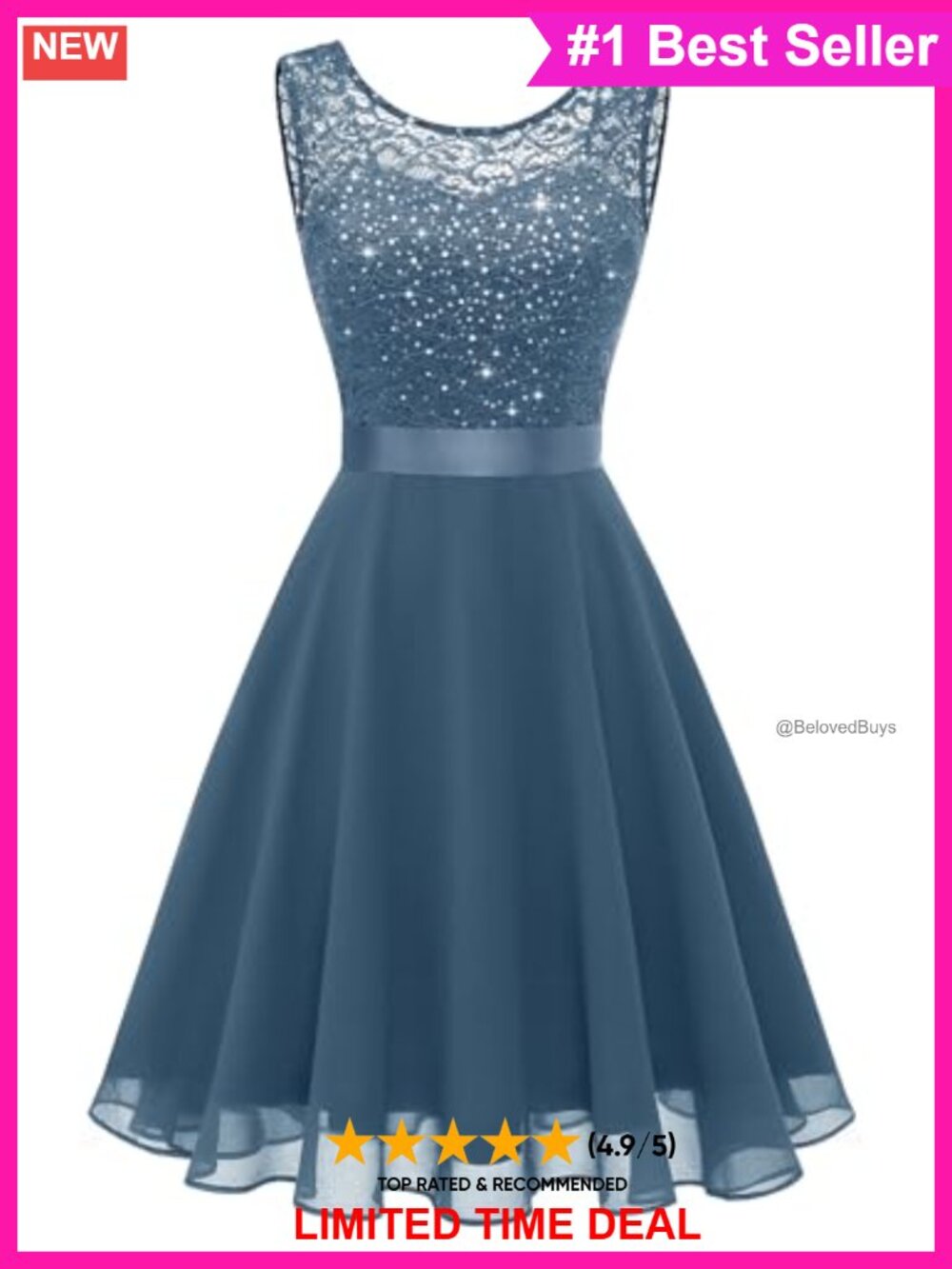 Lace Sequin A-Line Cocktail Dress Sleeveless Short Formal Party